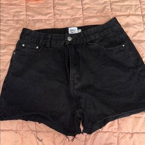 Princes Polly Black Jean Shorts Distressed Cut-Off Style